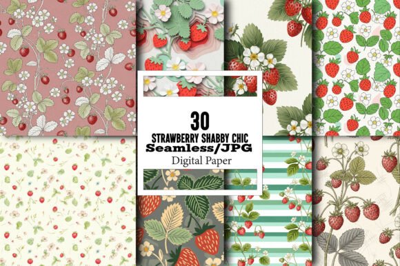 Download Strawberry Shabby Chic Pattern - Berry Collection