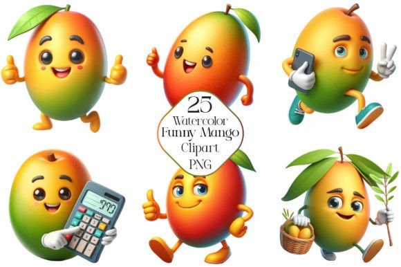 Download Watercolor Funny Mango Clipart - Mango Collection