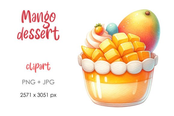 Download Watercolor Illustration of Mango Dessert - Mango Collection