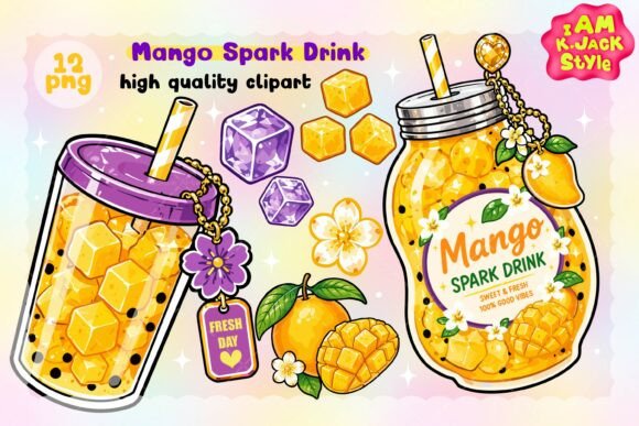 Download Kawaii Mango Spark Drink Clipart - Mango Collection