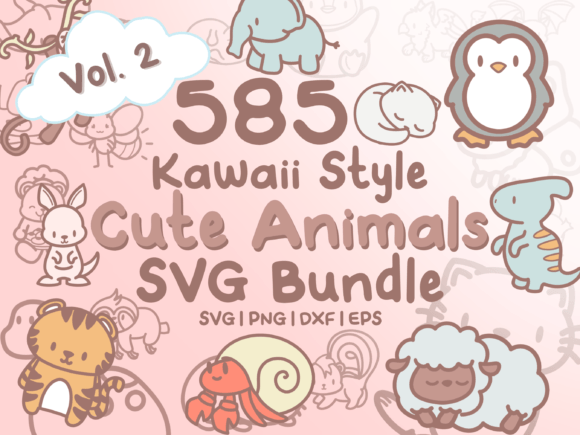 Download 585 Kawaii Animals SVG Illustrations - Kawaii animals Collection