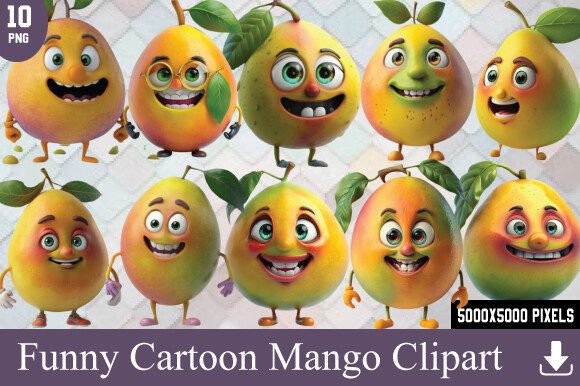 Download Funny Cartoon Mango Clipart - Mango Collection