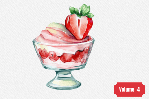 Download Watercolor Strawberry Dessert Clipart - Berry Collection