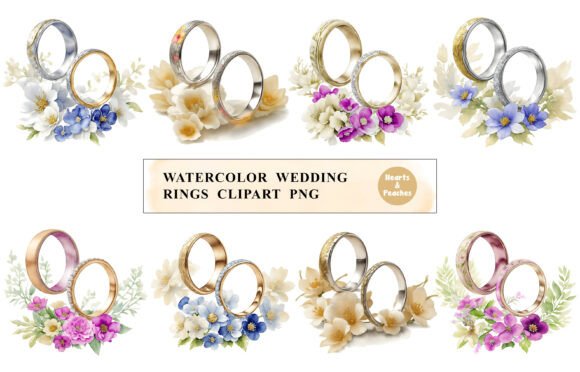 Download Watercolor Wedding Rings Clipart PNG - Premium Bundle