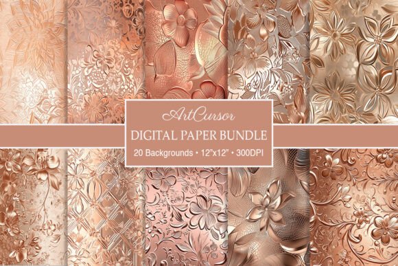 Download Elegant Rose Gold Embossed Floral Papers - Premium Resources